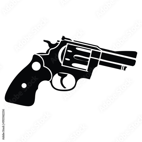 Black style revolver icon isolated on white background wild west symbol stock vector illustration ideal for cowboy western and vintage themes