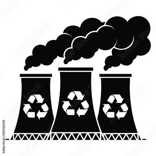 Black style recycling plant isolated on white background bio and ecology symbol stock vector illustration suitable for green energy and eco themes