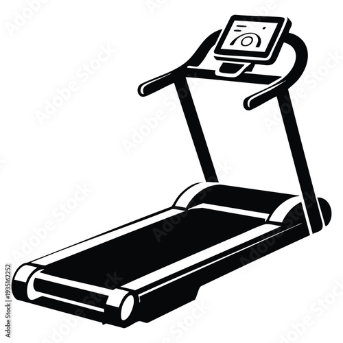 Black style treadmill icon isolated on white background sport and fitness symbol stock vector illustration suitable for gym and exercise themes