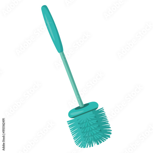 Blue toilet brush icon cartoon vector featuring clean bowl and cleaner tool hygiene concept illustration