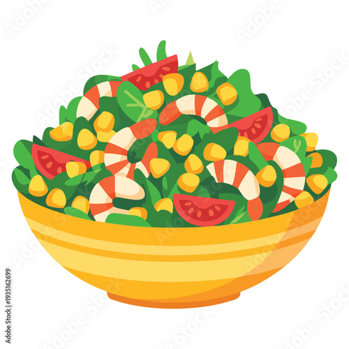 Bowl of vegetable salad vector illustration fresh healthy meal design element suitable for cafe menu packaging or vegetarian lifestyle artwork