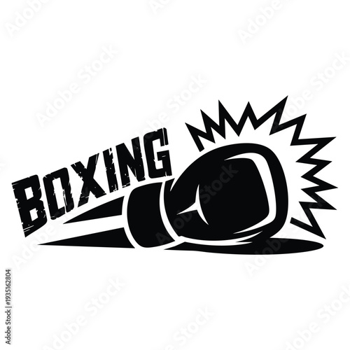 Boxing vintage logo with glove vector emblem illustration ideal for sports branding gym poster championship promotion or retro fighting themed artwork