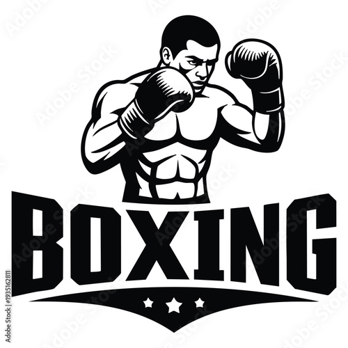 Boxing sport fighting sticker tshirt vector illustration template design for athlete branding gym merchandise combat club or championship concept