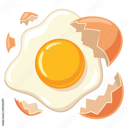 Broken egg vector icon flat illustration isolated on white background for web simple food symbol
