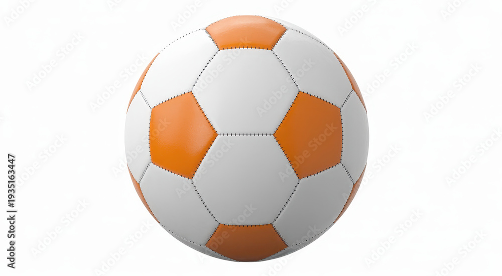Fototapeta premium Orange and white soccer ball on white background sports