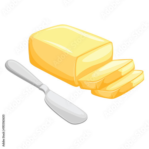 Butter with butter knife illustration perfect for kitchen cooking baking breakfast food preparation and culinary artwork concepts