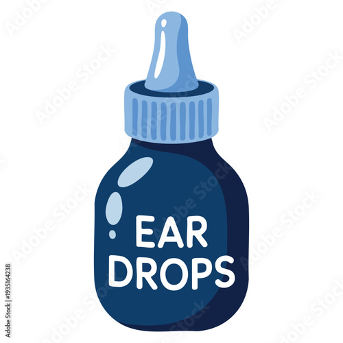 Care treatment ear drops icon in cartoon vector form with appliance dropper liquid concept, suitable for medical and pharmacy themed illustrations
