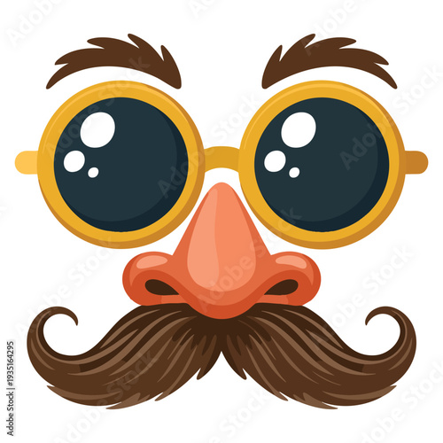 Carnival Purim mask with glasses and mustache vector illustration festive costume design element ideal for holiday celebration party and cultural themes