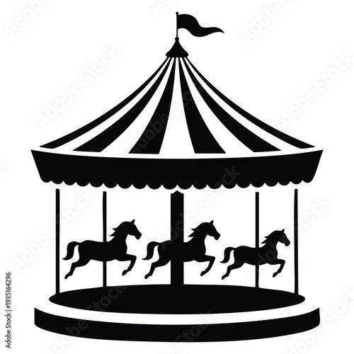 Carousel theme park amusement logo vector illustration template design ideal for funfair branding entertainment emblem carnival badge and family attraction themes