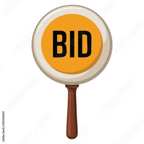 Cartoon bid paddle vector icon isolated on white background for web design perfect for auction house bidding competition and sale event projects