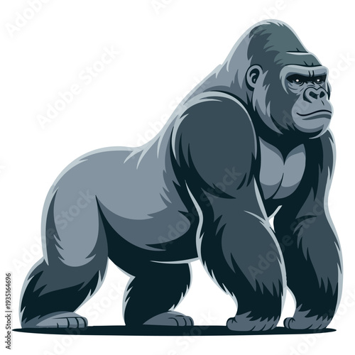 Cartoon clipart character silverback gorilla vector illustration animal in flat style wild animals wild creatures wildlife concept artwork