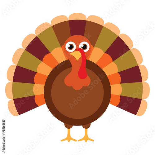 Cartoon cute thanksgiving turkey face vector illustration suitable for holiday autumn theme sticker print decor and festive character design