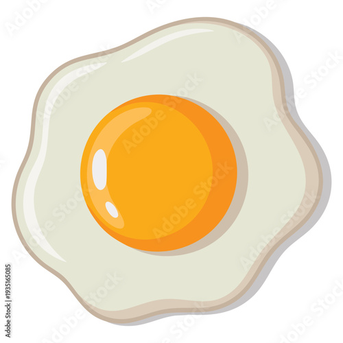 Cartoon fried egg vector icon isolated on white background for web design, ideal for kitchen menu, breakfast recipe and food themed graphics