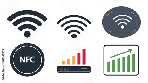 Modern technology icons for business and communication needs