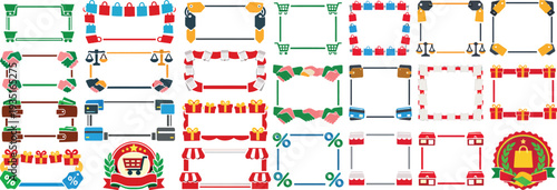 Dia do Consumidor with Colorful Frames and Icons for Shopping and Promotions