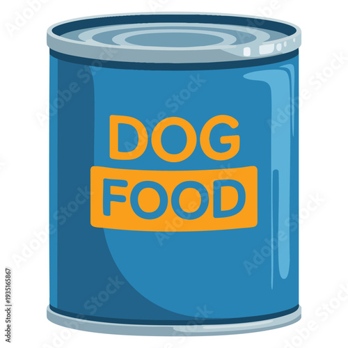 Cartoon pet dog food tin icon isolated on white background for web design, ideal for veterinary store, animal feeding and pet nutrition themes