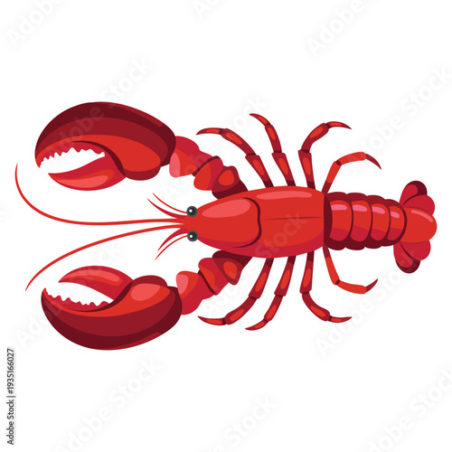 Cartoon red lobster vector illustration isolated marine seafood character ideal for restaurant menu design ocean themed artwork culinary branding and playful food graphics