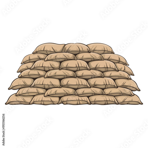 Cartoon style barricade of bags of sand paintball single vector symbol stock illustration ideal for sport battle and game design