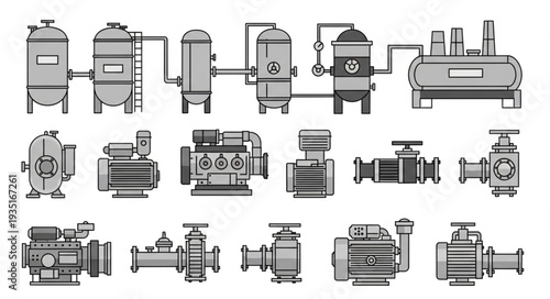 Industrial machinery and equipment illustration.