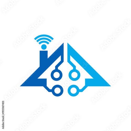 Smart home logo. WiFi House icon isolated on white background