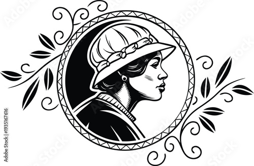 Oval Victorian Certificate Border with Ornate Floral Flourishes and Delicate Cross-Hatching, High Contrast Monochrome Engraved Frame with Clean Closed Vector Paths