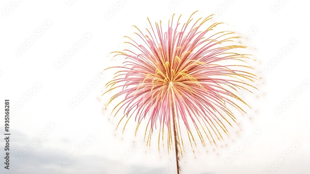 Obraz premium A vibrant pink and yellow firework exploding in the air