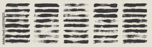 Long grunge brush strokes, lines, ink smudges, hand-drawn scribble shapes. Handmade sketchy marks acrylic stains, charcoal streaks. Paint textures, brush effect. Marker underline. Vector illustration