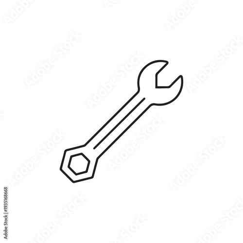 Wrench tool isolated on white background metal spanner repair equipment icon