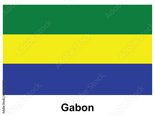 National flag of Gabon with green, yellow, and blue horizontal stripes