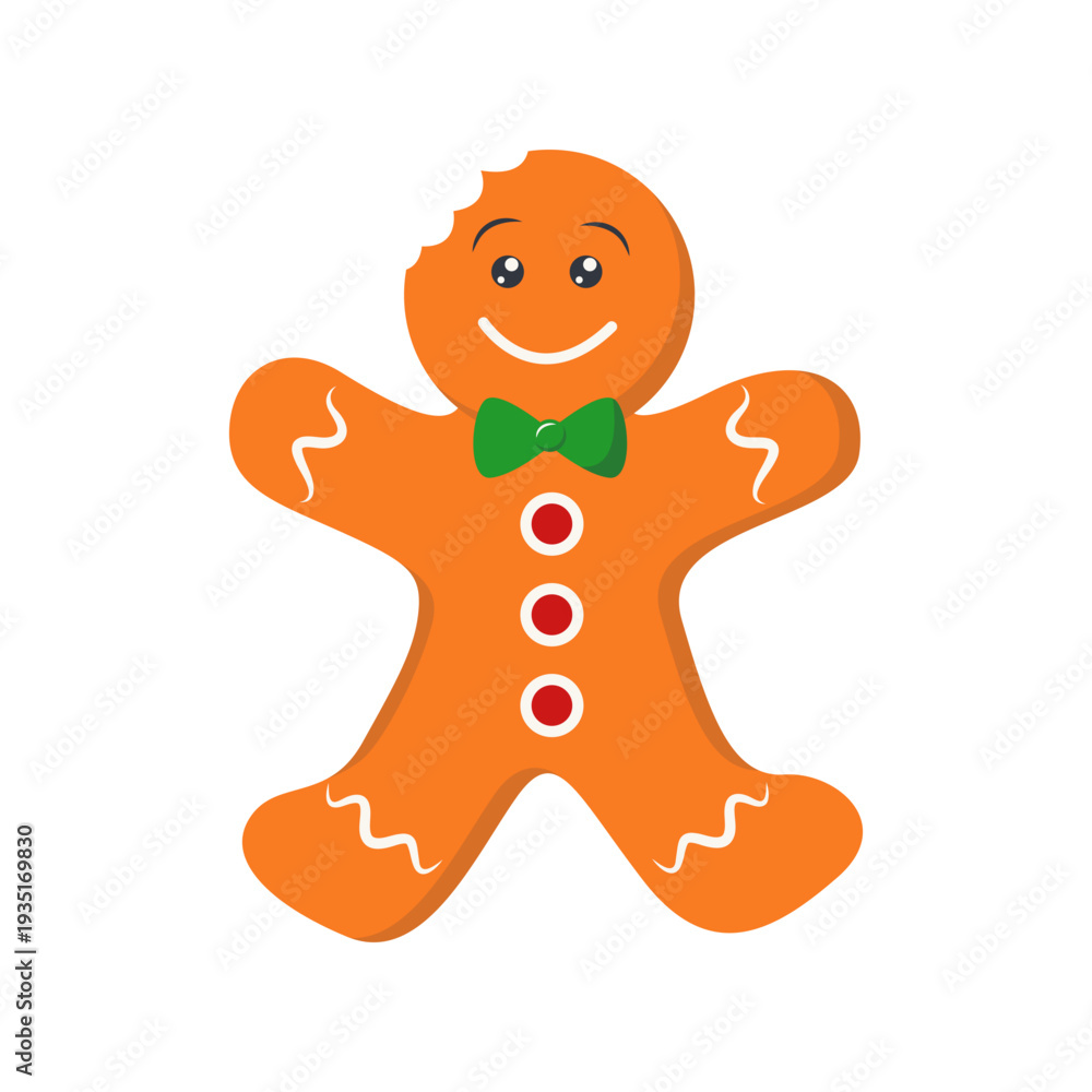 Obraz premium Christmas Gingerbread Man Character. Isolated on White Background. Vector Cartoon Illustration.