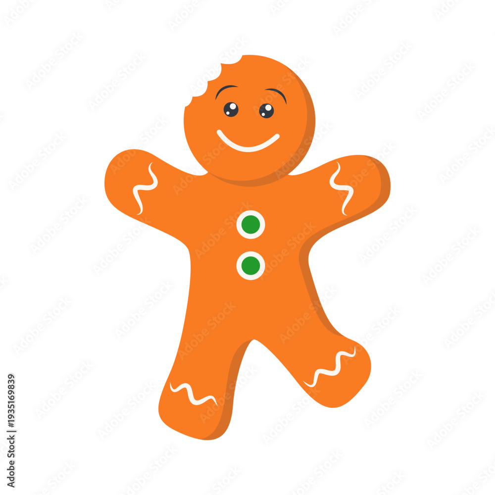 Obraz premium Christmas Gingerbread Man Character. Isolated on White Background. Vector Cartoon Illustration.
