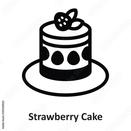 Strawberry Cake Vector Icon which can easily modify or edit