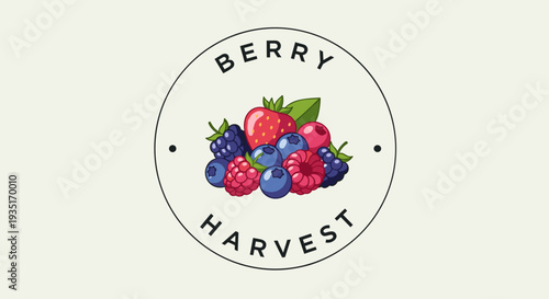 Berry Harvest Logo with Mixed Berries.