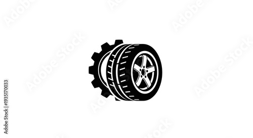 Black and White Tire Illustration.