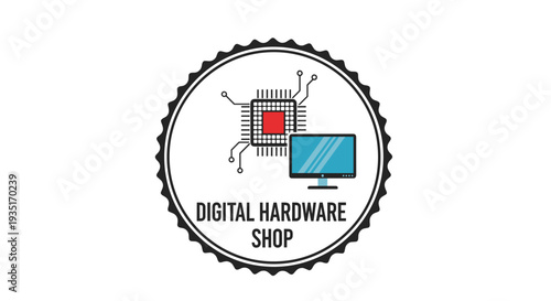 Digital Hardware Shop Logo Design Element.