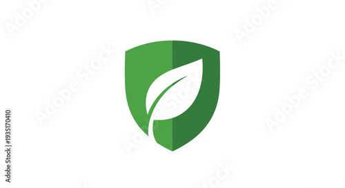 Green Shield with White Leaf Icon 1.