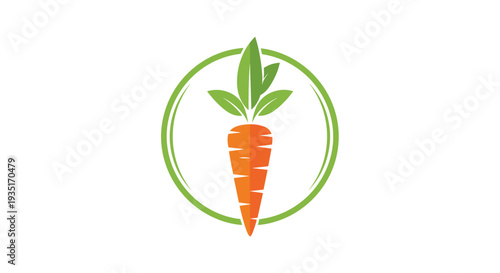 Illustration of Orange Carrot with Green Leaves.