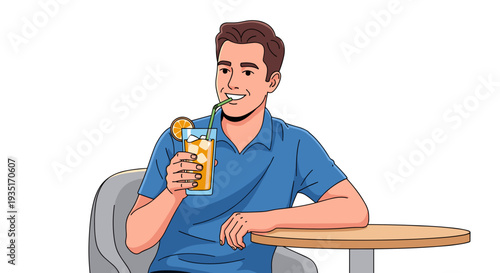 Man Enjoying a Refreshing Cocktail Drink.