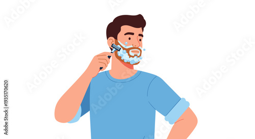 Man Shaving with Electric Razor.