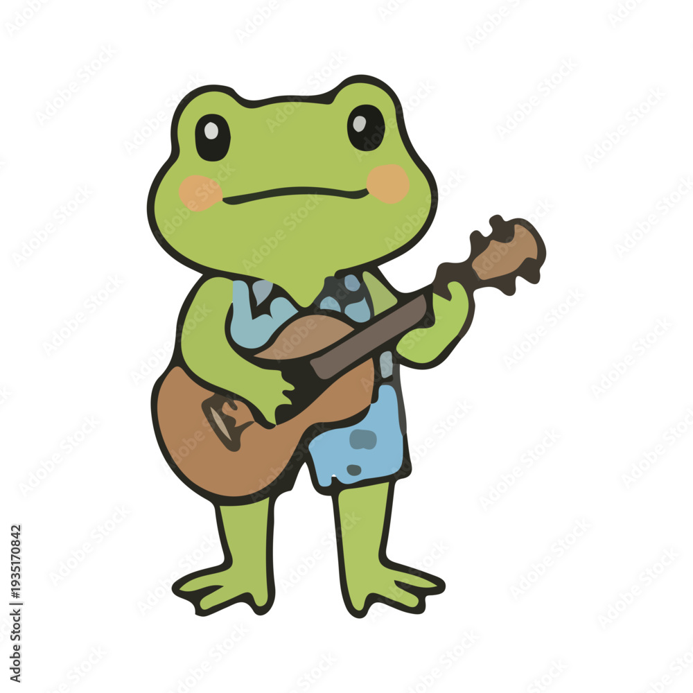 Obraz premium Cute Frog Playing Guitar