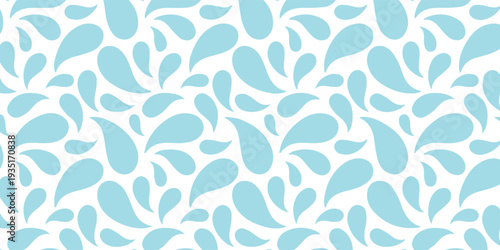 Seamless pattern of light blue abstract teardrop shapes on a white background, creating a dynamic and decorative graphic design.