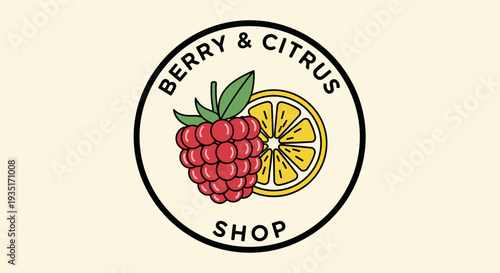Raspberry and Lemon Logo Design Element.