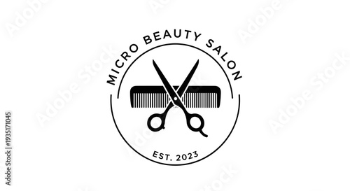 Salon Logo with Comb and Scissors.