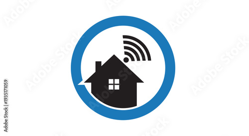 Smart Home Icon with WiFi Signal.