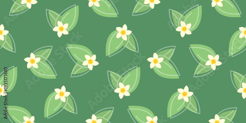seamless pattern with green tea and jasmine. green tea leaves and jasmine vector illustration. green tea and jasmine icon. green tea and jasmine background.