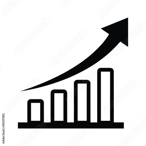 Graphic showing upward growth trend with increasing bar heights and arrow.