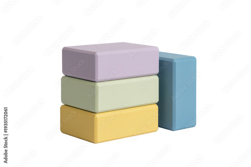 Fototapeta premium Stacked colorful blocks with blue block yellow