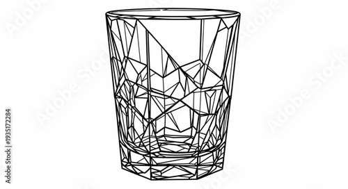 Detailed illustration of a faceted crystal glass, showcasing its intricate design and structure.