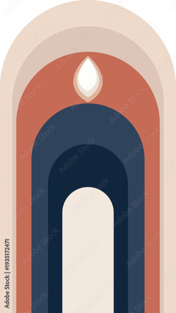 Fototapeta premium Minimalist Holy Door Background. Spiritual Mobile Wallpaper, Abstract Sacred Entrance Vector illustration