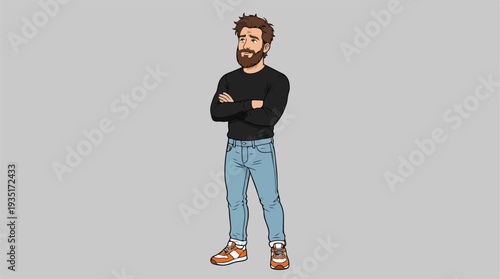 Illustration of a man with beard and crossed arms.